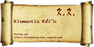 Klementis Kán névjegykártya